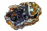 Sparkling Azurite Crystals on Chrysocolla - Laos #162577-1